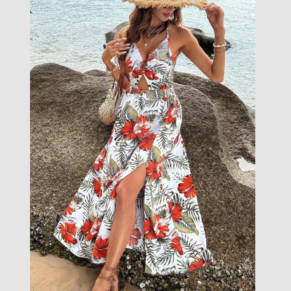 Boho floral print tie back maxi dress - Picture 5 of 5